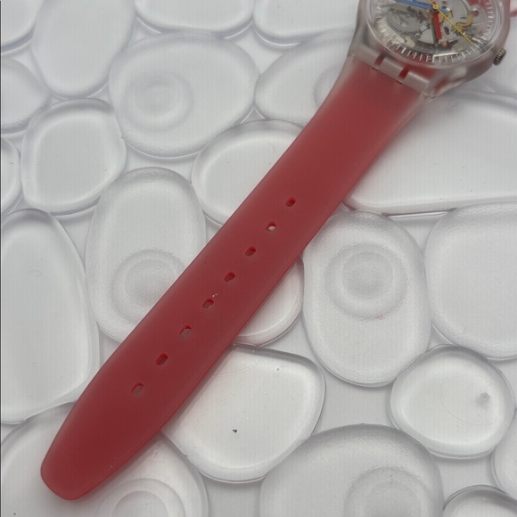 Swatch Watch GE292 CLEARLY RED STRIPED NWT main image 5